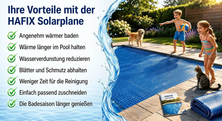 HAFIX® Solarplane Cover für runde Pools Ø 305 cm - Planengrösse Ø 290cm - Poolplane Solarpoolheizer