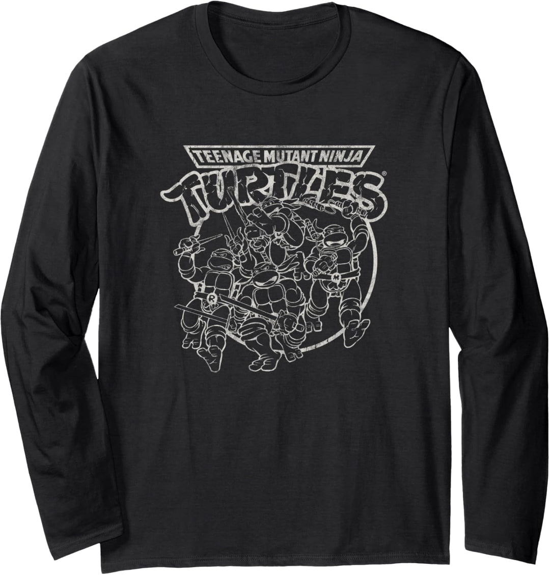 Teenage Mutant Ninja Turtles Line Art Group Shot Langarmshirt