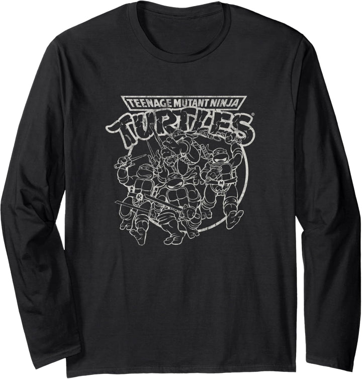Teenage Mutant Ninja Turtles Line Art Group Shot Langarmshirt