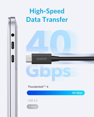 Anker Thunderbolt 4 Kabel 70cm lang, 8K Display/40 Gbps Datentransfer/100W USB-C Ladekabel, kompatib