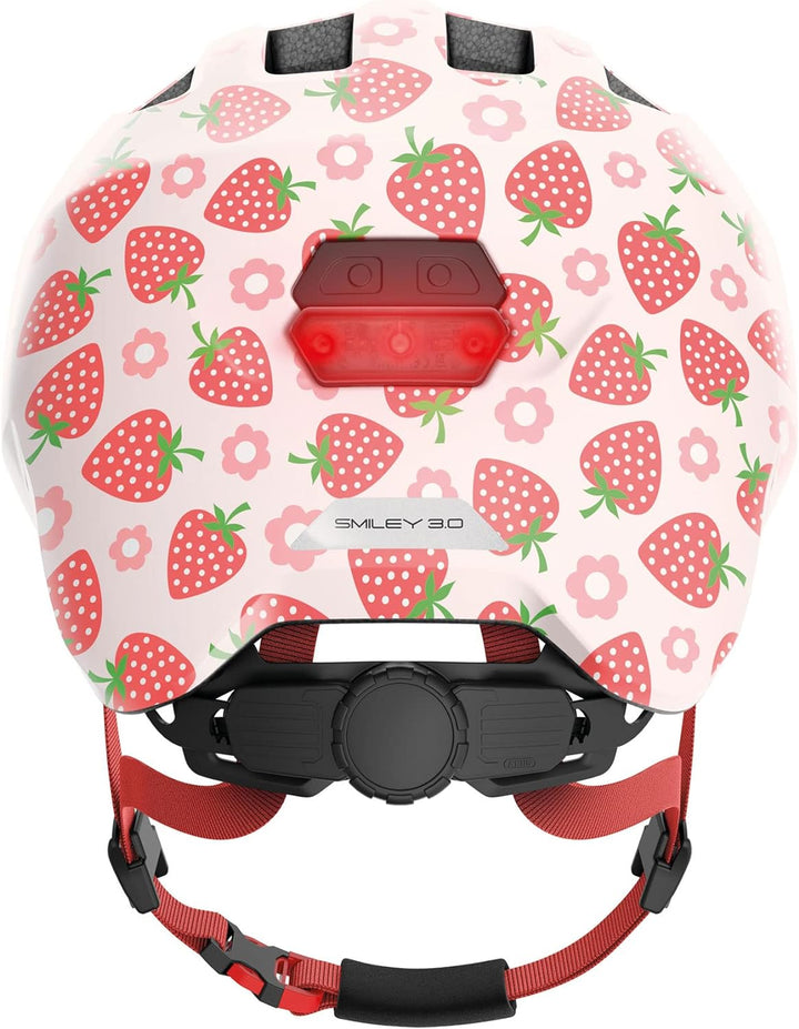 ABUS Kinderhelm Smiley 3.0 LED - Fahrradhelm mit Licht - tiefe Passform & Platz für einen Zopf - für