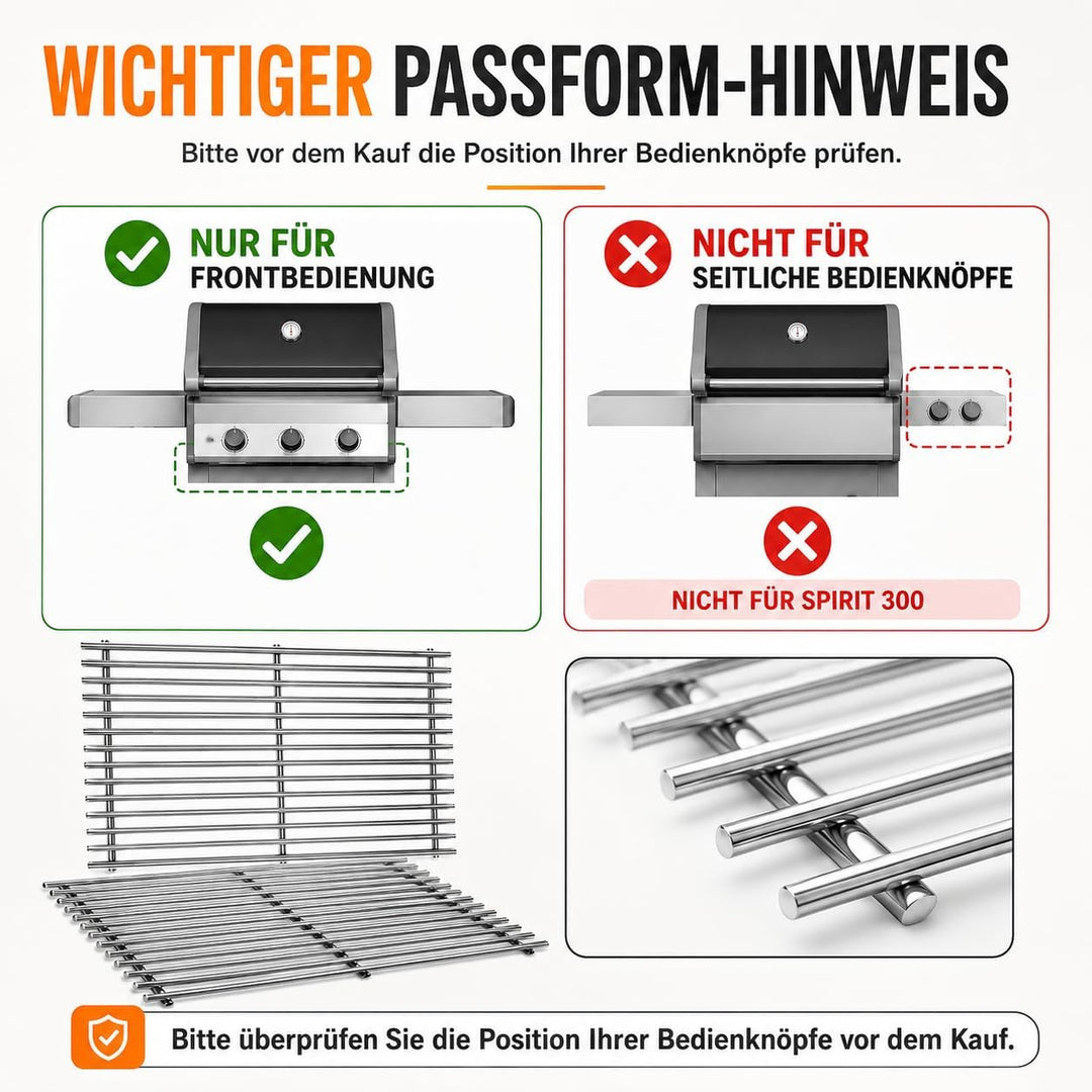 44.5 x 26cm 7637 Edelstahl Grillrost für Weber Spirit I & II E210, E220, S210, S220 (mit vorderen Br
