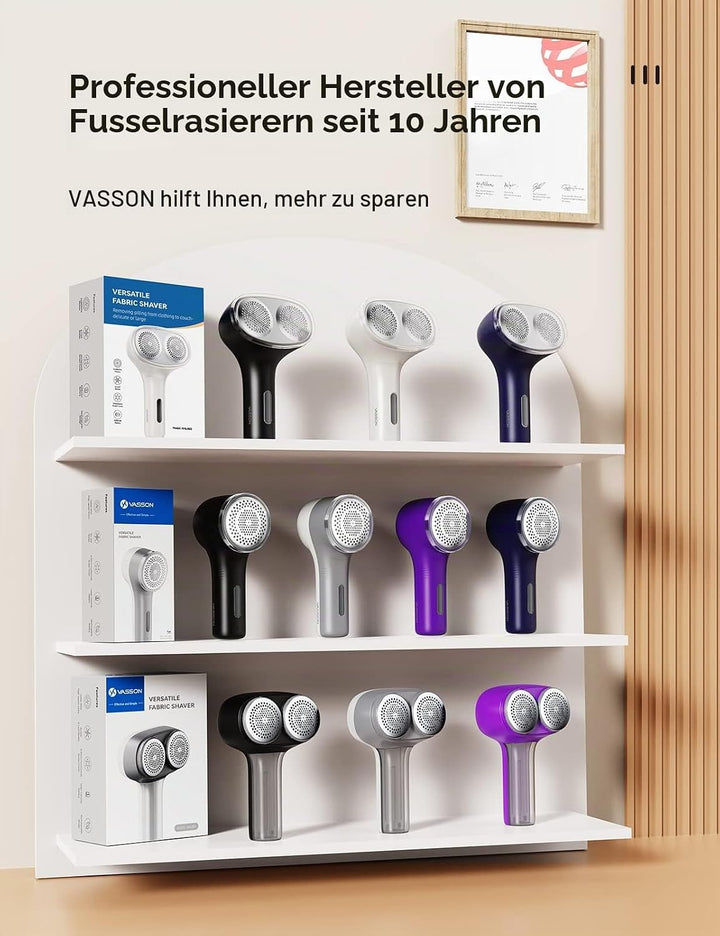VASSON Stoffrasierer, Pulloverrasierer zur Entfernung von Knötchen, wiederaufladbarer elektrischer F