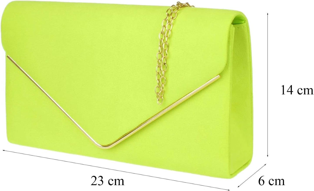 Girly Handbags Faux Suede Clutch Bag Umschlag Metallic-HandtascheKalk, Kalk