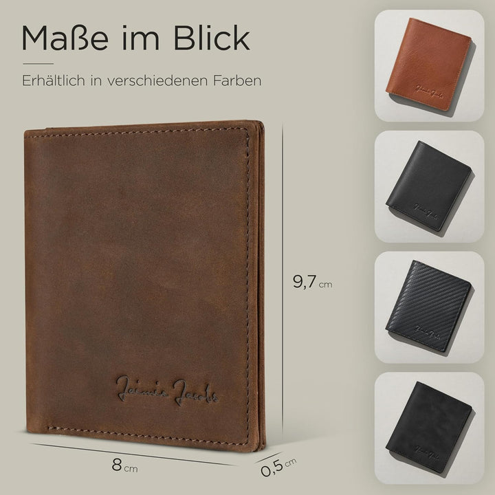 Jaimie Jacobs SLIMSTAR Geldbeutel dünne Geldbörse Leder Slim Wallet Hochformat Herren (Büffelleder D