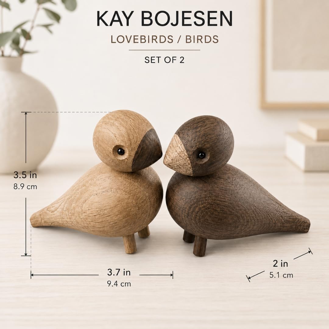 Kay Bojesen Unzertrennliche 1 Paar Figuren 9 cm Singvögel Dekoration, Holz, Holz