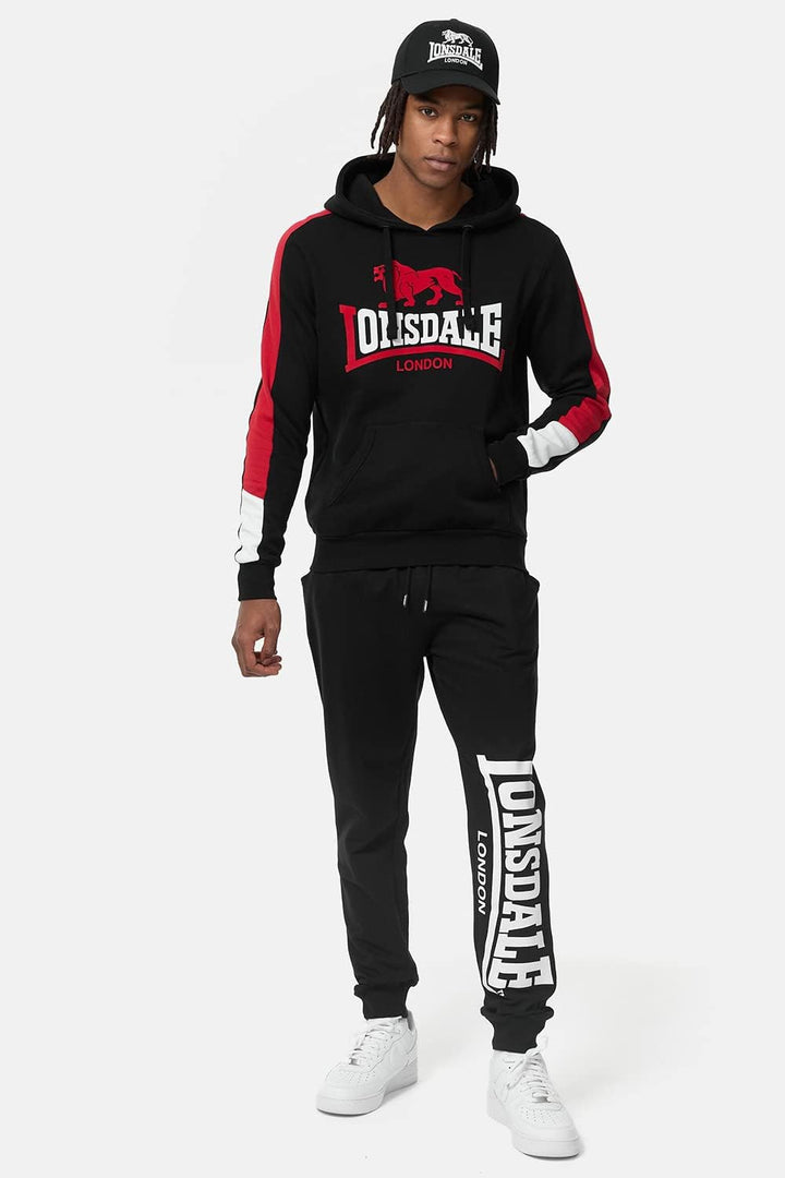 Lonsdale Herren Langwell Kapuzenpullover XXL Black/White/Red, XXL Black/White/Red