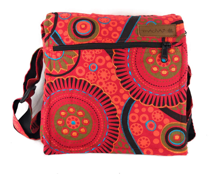Damen Baumwolle Umhängetasche Indische Ethno Stil Boho Maliprint Tasche Baumwolle satche l mit Klapp