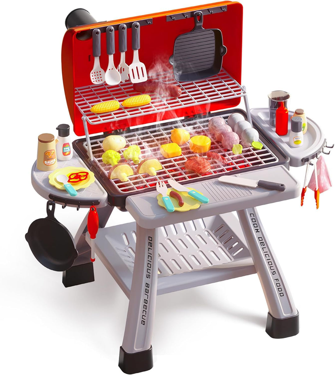 CUTE STONE Kinder BBQ Grill Spielzeug, Küche Spielzeug Set, Realistische Rauch BBQ Grill Spielset mi