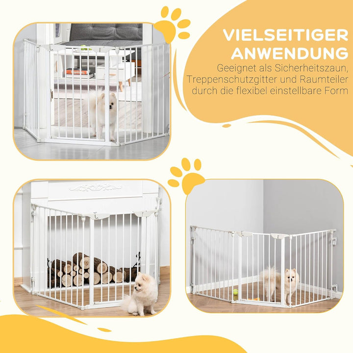 PawHut Türschutzgitter Freistehendes Schutzgitter 180 x 74,5 cm Weiss