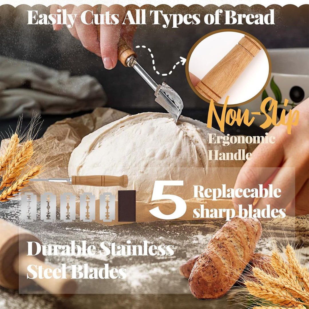 IIRC Sauerteig Starter Set, Brot Gärkörbchen Set, Sauerteig Zubehör für Anfänger, Erfahrener Bäcker