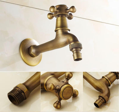 Vintage Wasserhahn Antik Messing 1/2 Zoll Wandmontage für Badezimmer Küche Toilette Garten (ein ausg