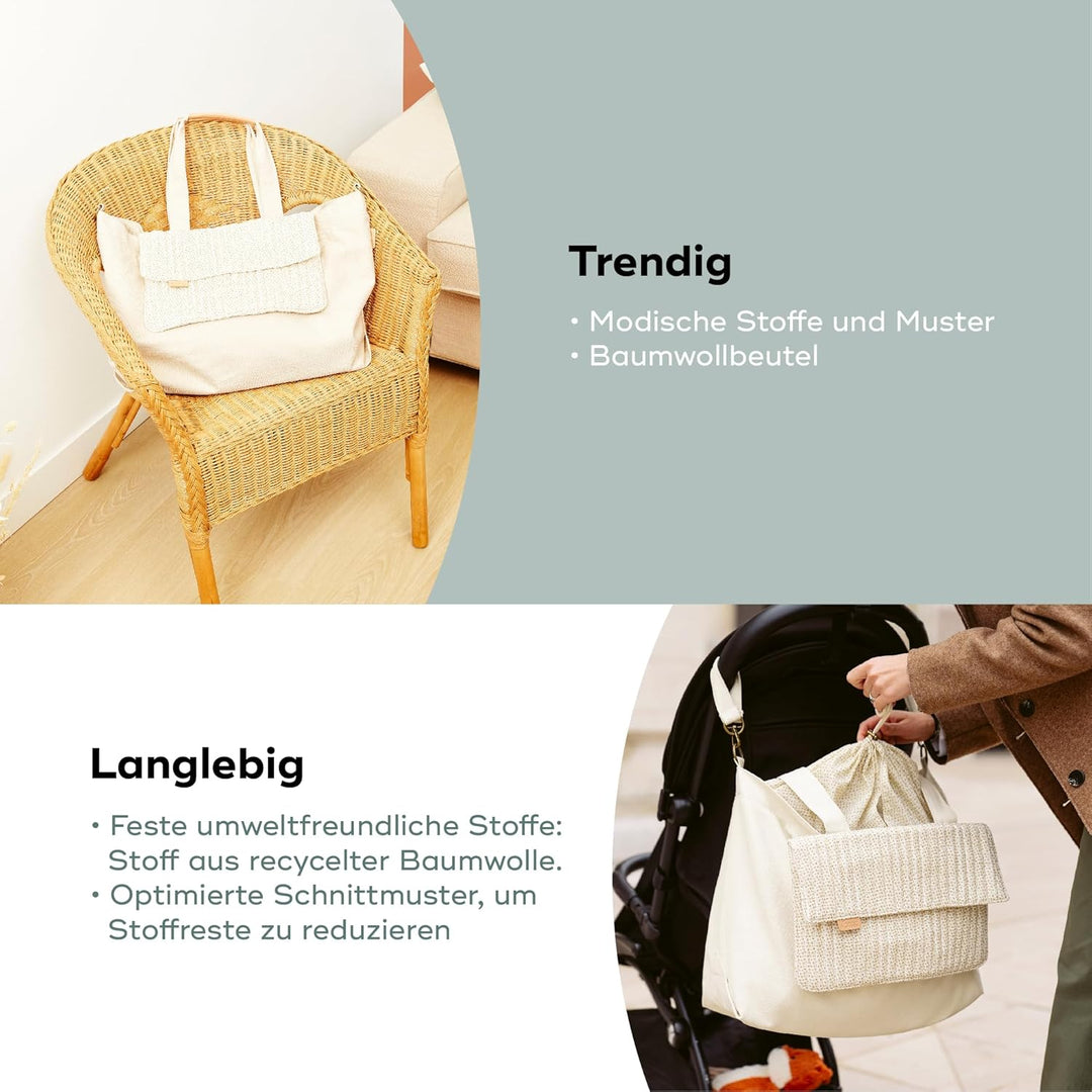 Babymoov Wickeltasche Tote Bag Bloom, Wickeltasche, Kapazität von 35l, zahlreiche Staumöglichkeiten,