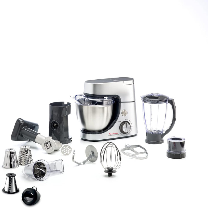 Moulinex Küchenmaschine, 1100 W, Backset, Mixer, Gemüseschneider mit Zubehör für Mazedonien, Fleisch