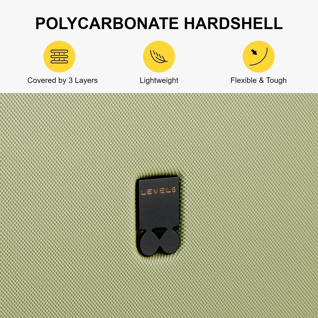 LEVEL8 Handgepäck Koffer, Leichtgewicht aus 100% Polycarbonat,Koffer Trolleys Hartschalen,Trolley Ca