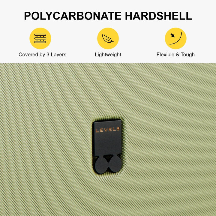 LEVEL8 Handgepäck Koffer, Leichtgewicht aus 100% Polycarbonat,Koffer Trolleys Hartschalen,Trolley Ca