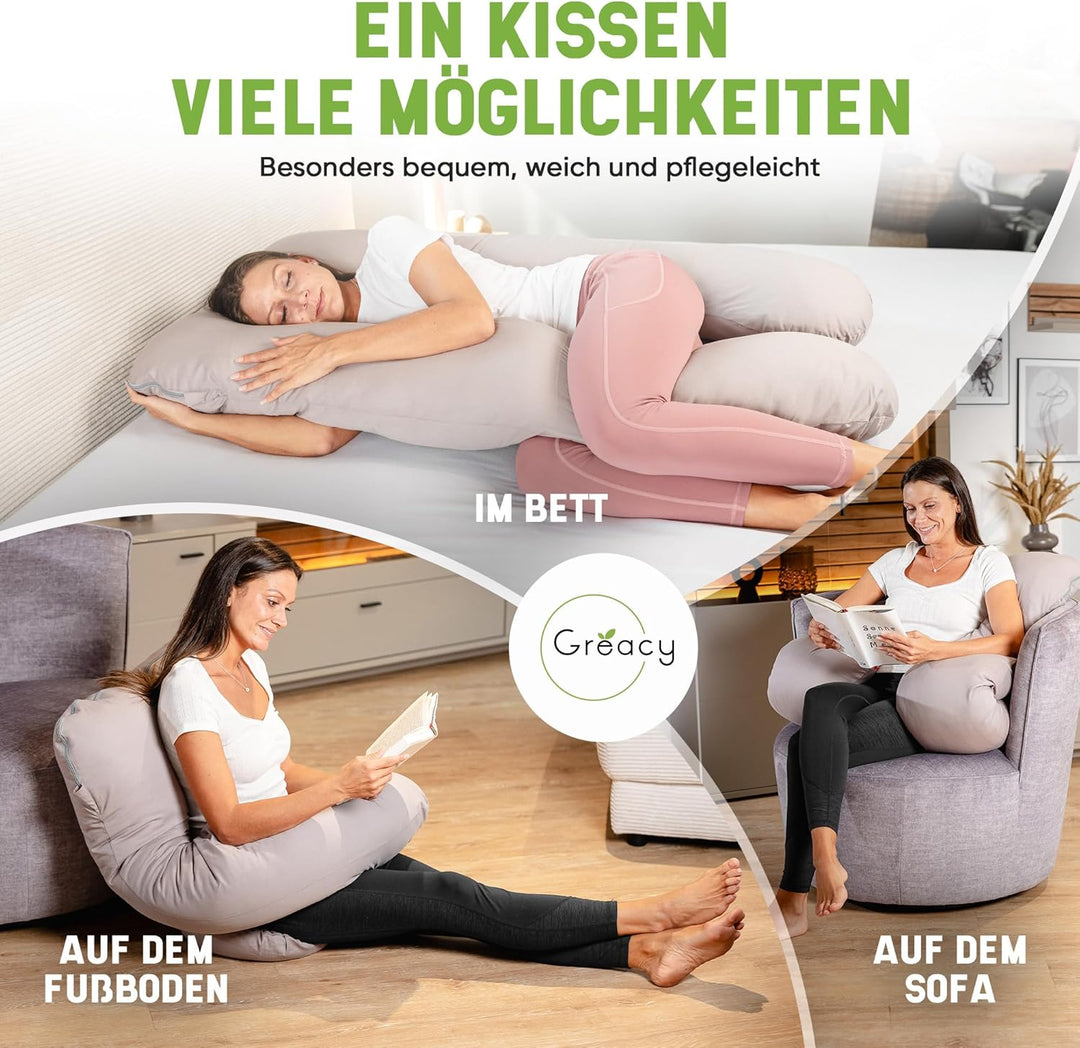 Amelie Seitenschläferkissen Bezug – Ersatz & Austausch für Körperkissen, Ergonomisch & Atmungsaktiv,