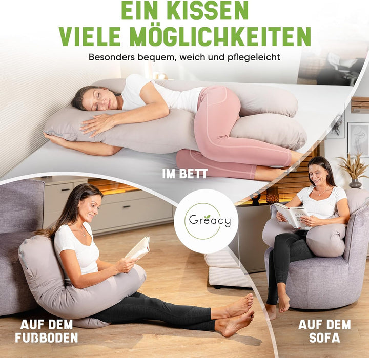 Amelie Seitenschläferkissen Bezug – Ersatz & Austausch für Körperkissen, Ergonomisch & Atmungsaktiv,