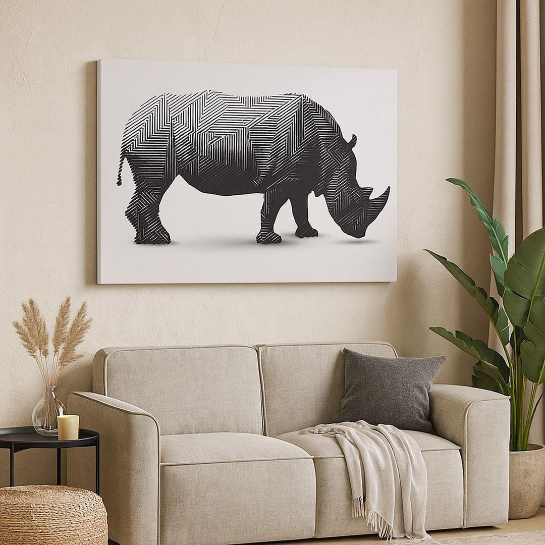 Bilder auf Leinwand 100x70cm Leinwandbild Nashorn Tier Afrika Safari Gross Wanddeko Bild Schlafzimme