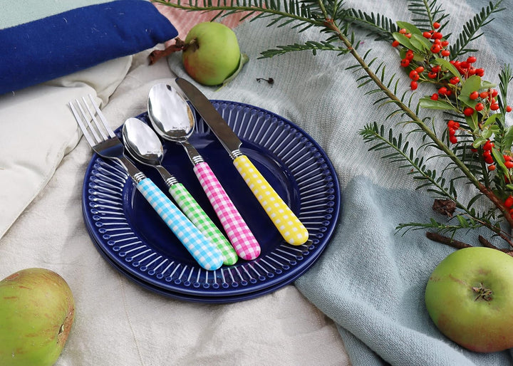 EXZACT Color Edelstahl-Besteck Set 24 Stück - 6 x Tafelgabeln, 6 x Tafelmesser, 6 x Abendessen Löffe