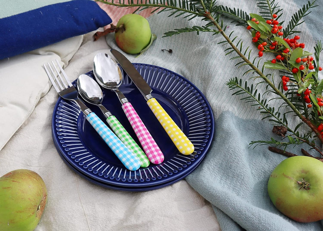EXZACT Color Edelstahl-Besteck Set 24 Stück - 6 x Tafelgabeln, 6 x Tafelmesser, 6 x Abendessen Löffe