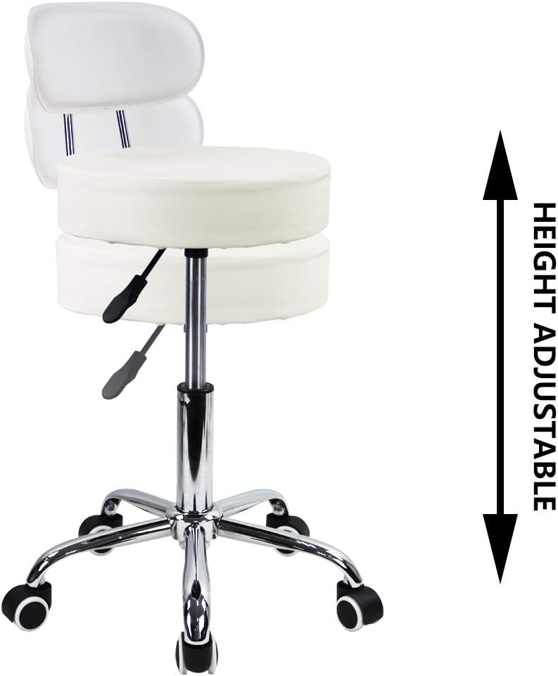 KKTONER Rollhocker mit Rückenlehne 360° drehbar Arbeitshocker höhenverstellbar 48-64cm für Büro Salo