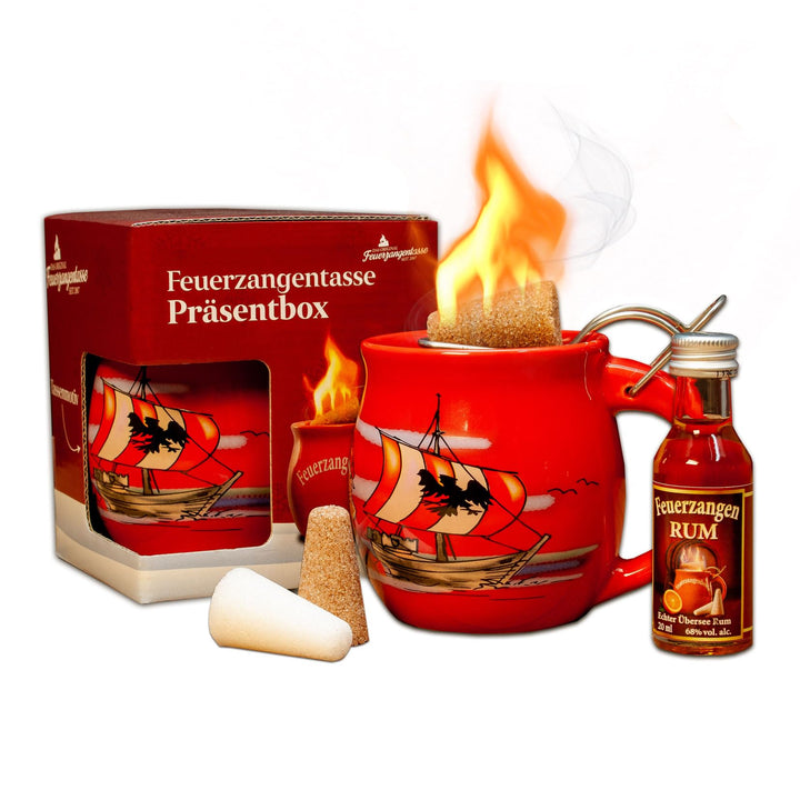 Feuerzangentasse 1er-Set, mit Rum, Rot/Störtebeker - für Feuerzangenbowle Rot / Störtebeker, Rot / S