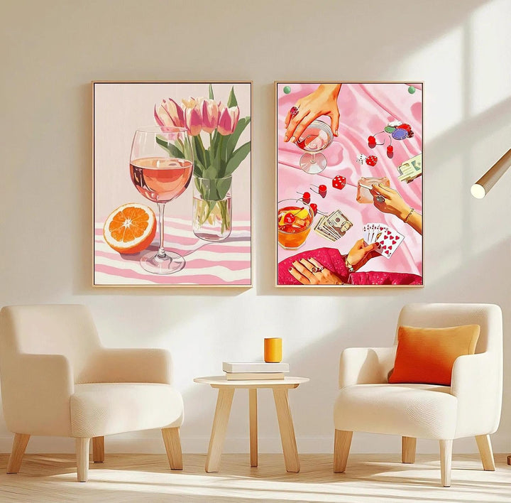 JATOK 3 Stück Malen Nach Zahlen Erwachsene, DIY Cocktailparty Gemälde für Anfänger, Handgemalt Ölgem