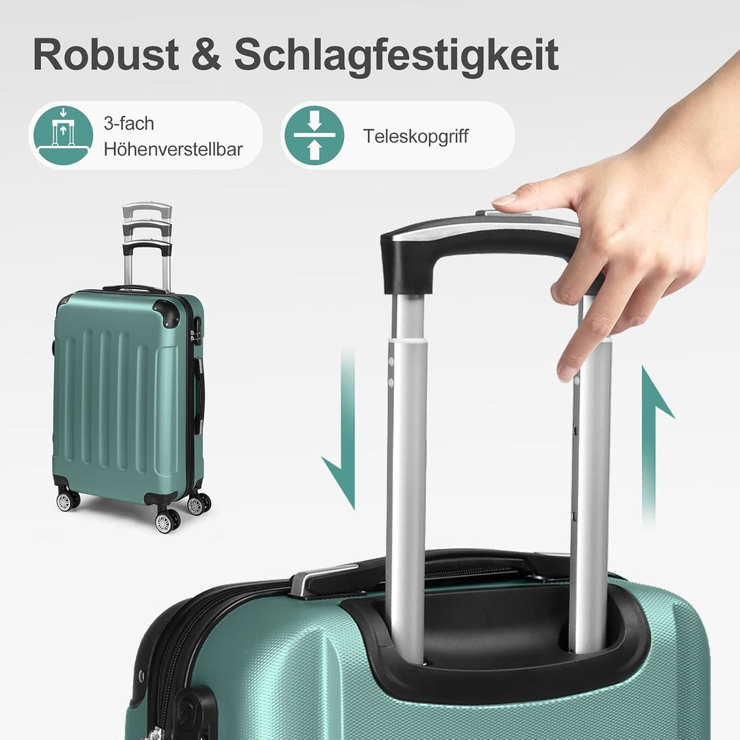 LALAHO Kofferset Koffer Set 4 teilig Hartschale (Türkis) | Handgepäck koffer aus ABS, Reisekoffer mi