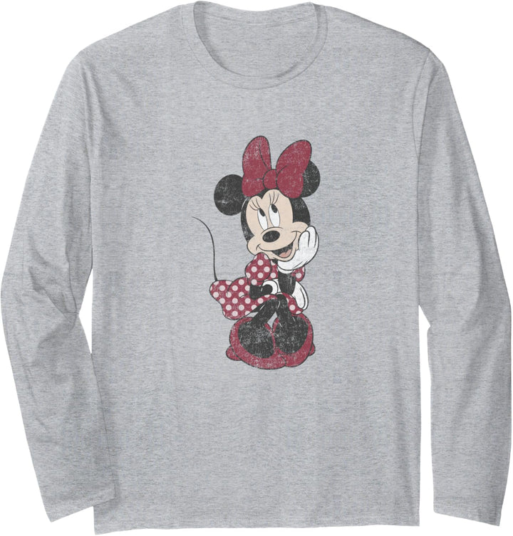 Disney Mickey And Friends Minnie Mouse Shy Vintage Langarmshirt