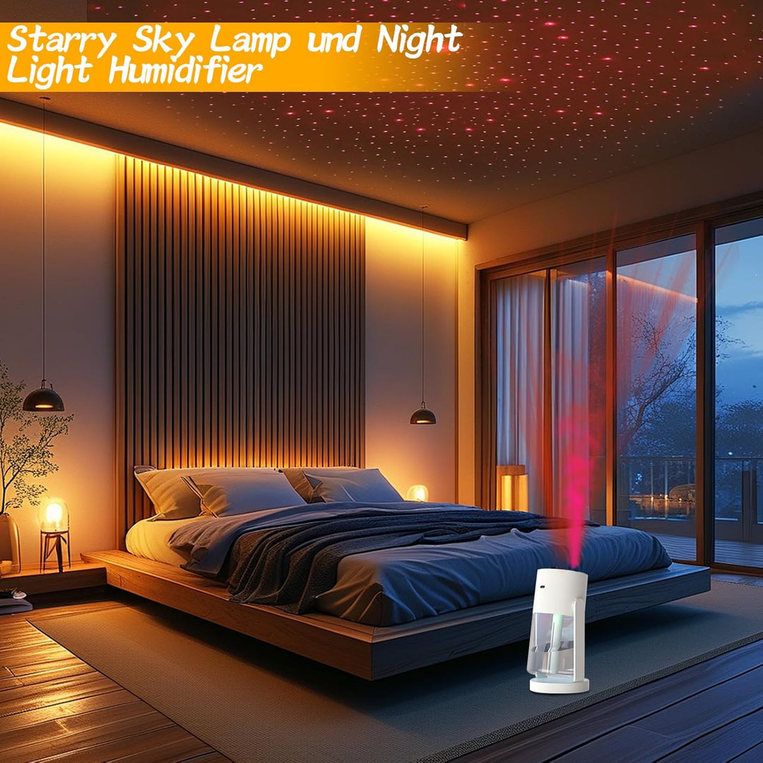 RANJIMA Luftbefeuchter, 280ml Luftbefeuchter mit LED Sternenhimmel Projektion, Desktop Humidifiers m