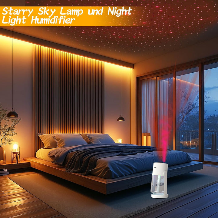 RANJIMA Luftbefeuchter, 280ml Luftbefeuchter mit LED Sternenhimmel Projektion, Desktop Humidifiers m