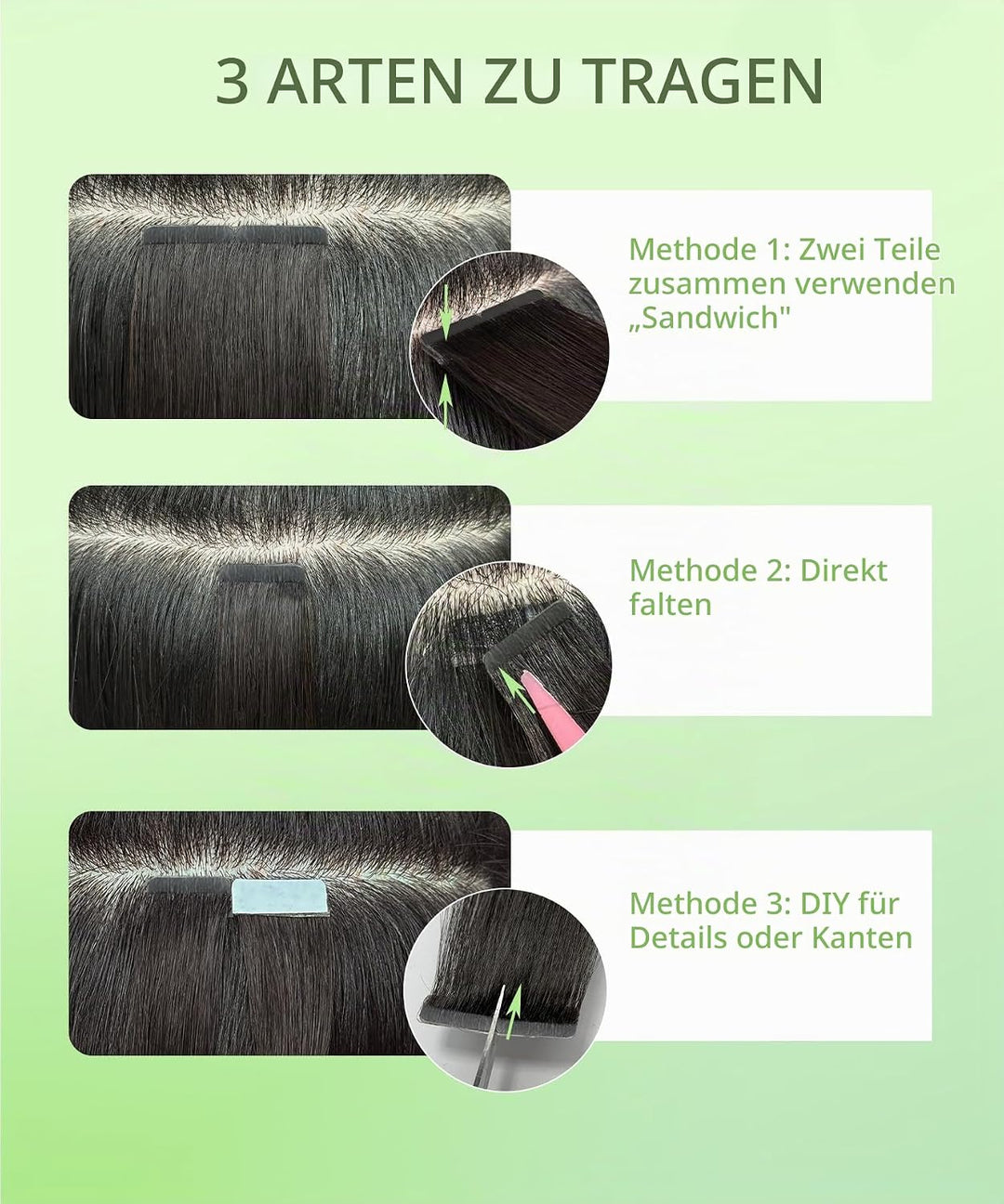 SURNEL Schwarz Unsichtbares Tape Extensions Echthaar 45cm Echthaar Extensions Tape 50Gramm Klebeband