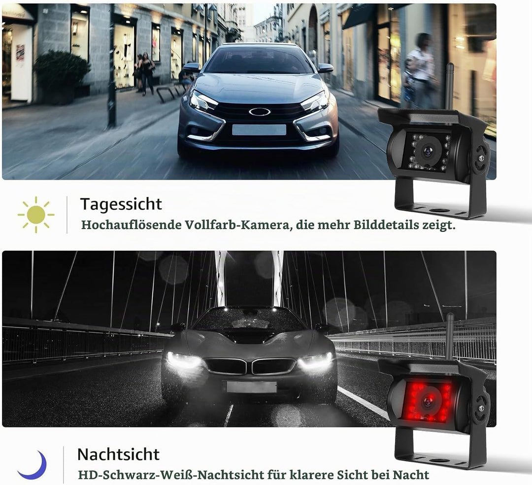 Hikity 1080P Kabellos Dual Rückfahrkamera 7&