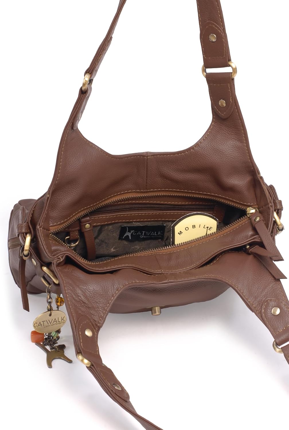 Catwalk Collection Handbags - Leder - Umhängetasche/Schultertasche - ROXANNA Braun, Braun