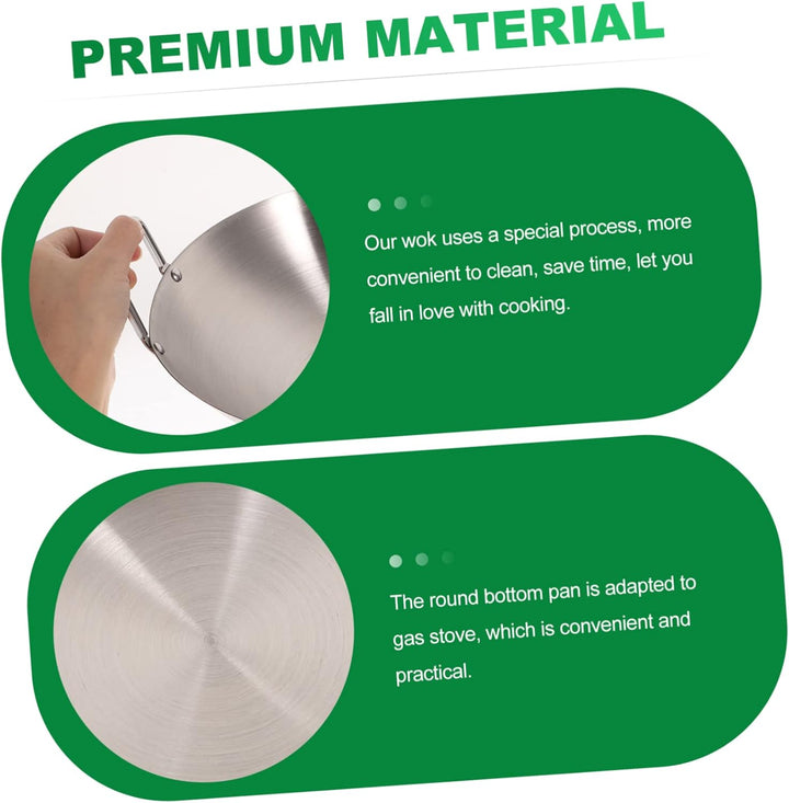 Housoutil Wok- Pfanne Antihaft- Edelstahl- Pfannenpfanne Traditioneller Chinesischer Wok Kratzfestes