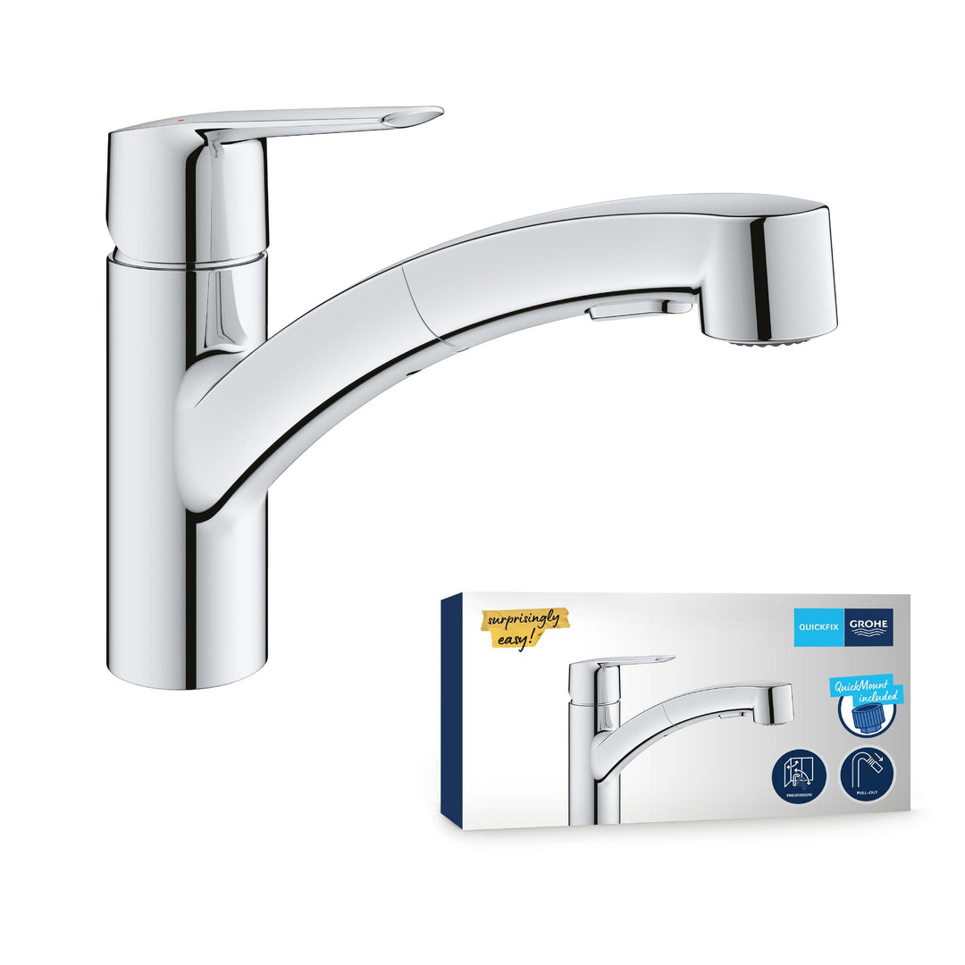 GROHE Start, Küchenarmatur für Vor-Fenster-Montage, 2 Strahlarten (Wasserhahn Küchen mit herausziehb