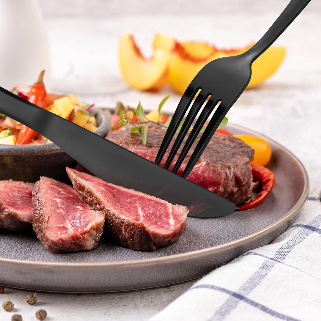 Bestdin Besteck Set 12 Personen, 60 teilig Schwarzes Besteck, Edelstahl Besteckset mit Messer Gabel