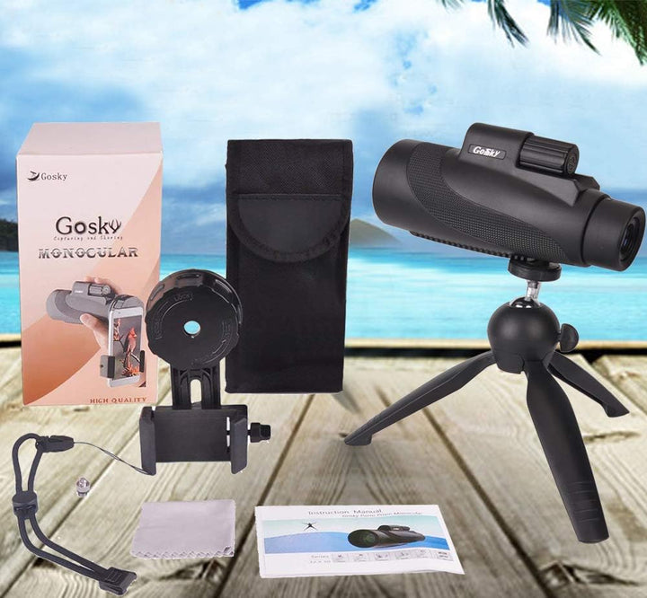 Gosky 12 x 50 Hochleistungs-Prisma-Smartphone-Halterung und Handstativ, wasserdicht, beschlagfest, s