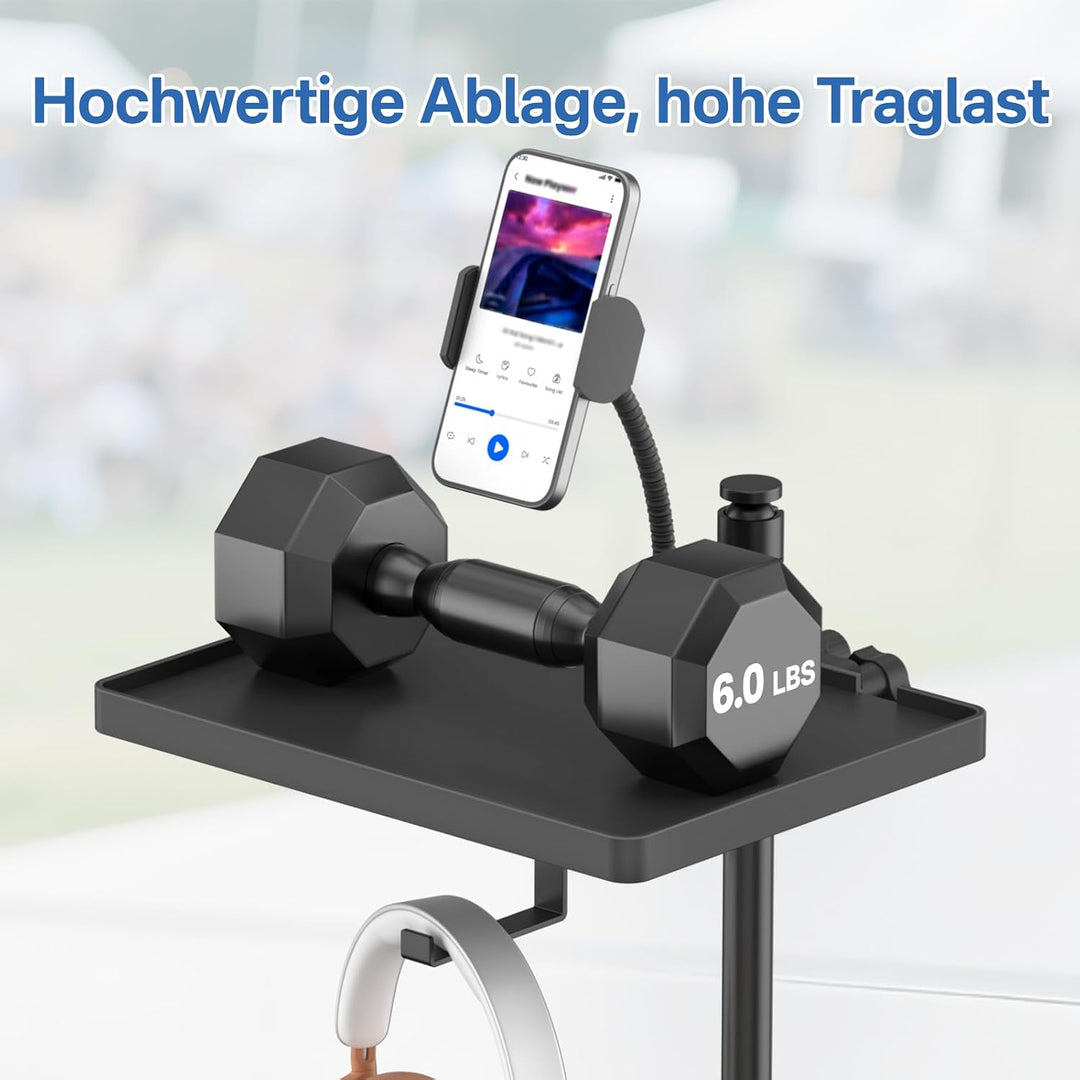 Funktionale Mikrofonständer-Ablage mit verstellbarer Mikrofonständer-Handyhalterung – 8,7"x6,5" Mikr