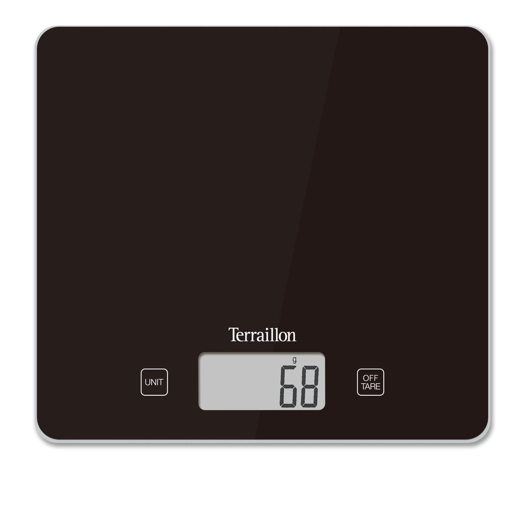 Terraillon Küchenwaage, Mit Tara-Funktion, Flüssigkeitsanzeige, Ultradünn, Bis 3 kg, T1040, Motiv Ba