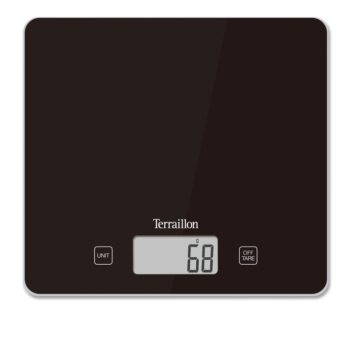 Terraillon Küchenwaage, Mit Tara-Funktion, Flüssigkeitsanzeige, Ultradünn, Bis 3 kg, T1040, Motiv Ba
