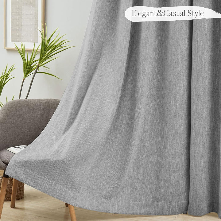 Melodieux Vorhänge Grau Verdunkelung Gardinen Blickdicht Leinenoptik für Wohnzimmer kinderzimmer Sch
