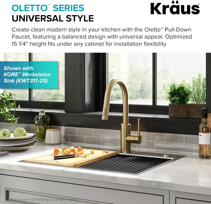 KRAUS Oletto Pull-Down-Einhand-Küchenarmatur mit QuickDock Top Mount Installation Montage Montage in
