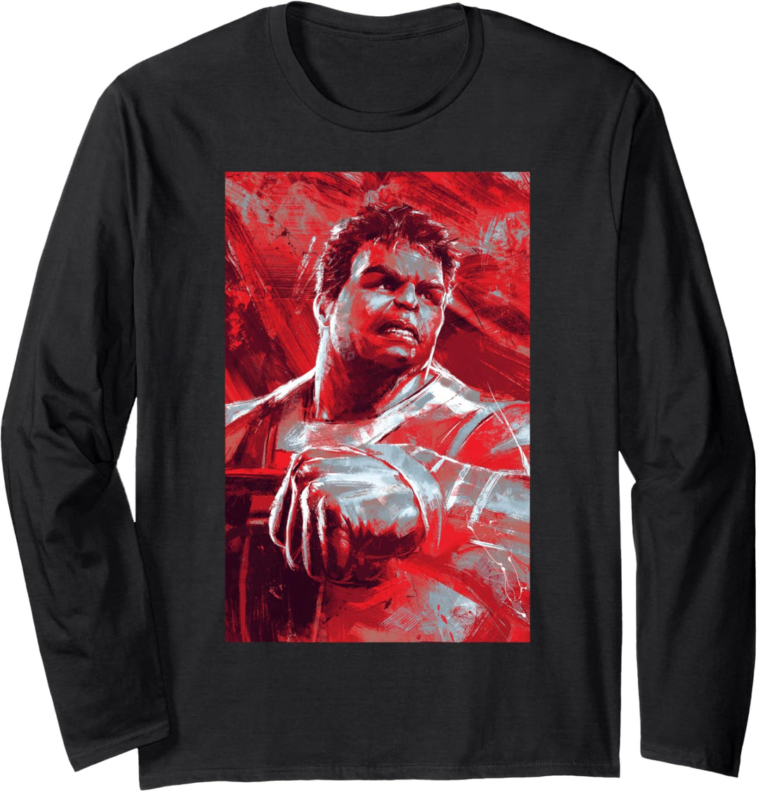 Marvel Avengers Hulk Red Painted Portrait Langarmshirt