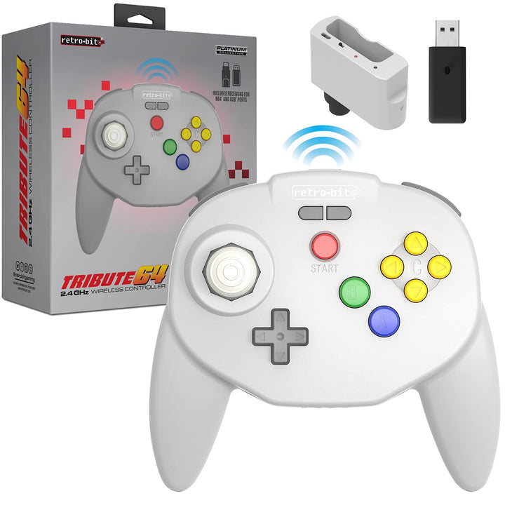 Retro-Bit Tribute64 2.4GHz Wireless Controller for N64SwitchPCMac and other USB devices - Grey [ ]
