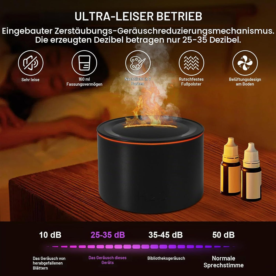 Vulkan Luftbefeuchter Flammen Aroma Diffusor: 160ml Ätherisches Öl Diffuser 7 Farbwechsel-Flammeneff