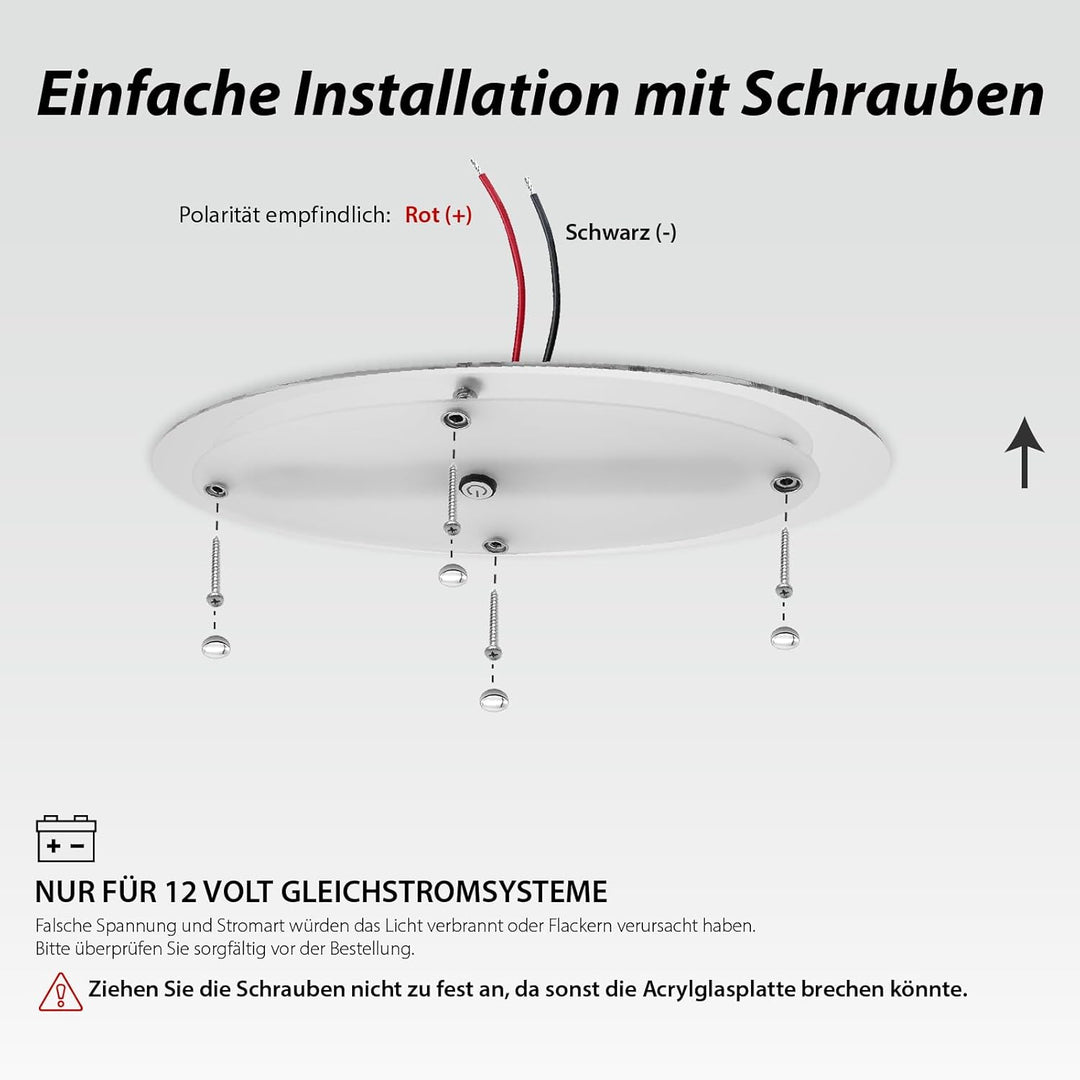 Dream lighting Wohnwagen Deckenleuchte 12v mit Schalter LED Lampe Wohnmobil Flach 3000K Warmweiss Bl