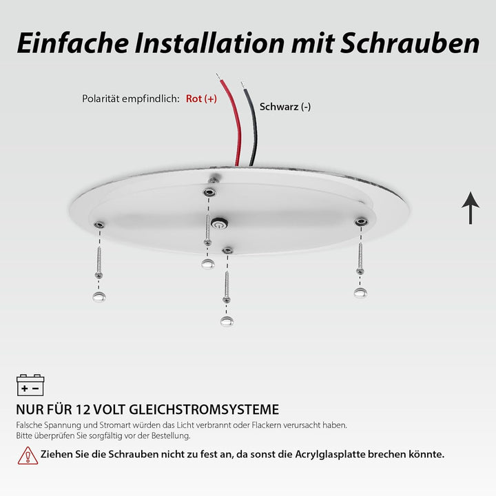 Dream lighting Wohnwagen Deckenleuchte 12v mit Schalter LED Lampe Wohnmobil Flach 3000K Warmweiss Bl