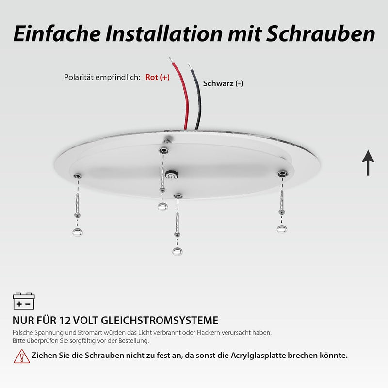 Dream lighting Wohnwagen Deckenleuchte 12v mit Schalter LED Lampe Wohnmobil Flach 3000K Warmweiss Bl